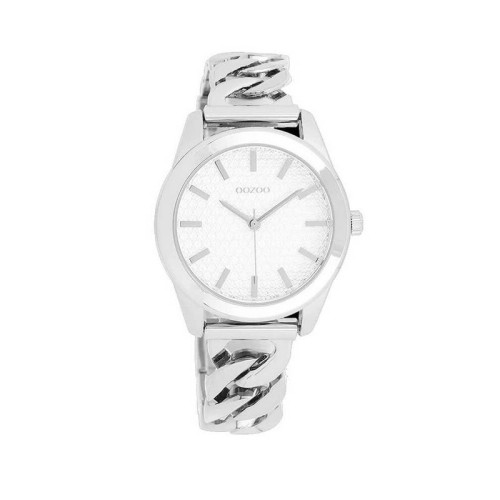 OOZOO Timepieces Ρολόι Ασημί με Μεταλλικό Μπρασελέ και Λευκό Καντράν