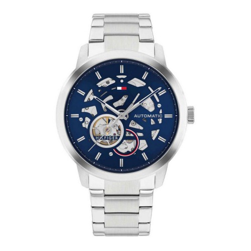 TOMMY HILFIGER Lance Ρολόι Ασημί με Μεταλλικό Μπρασελέ με Μπλέ Καντράν