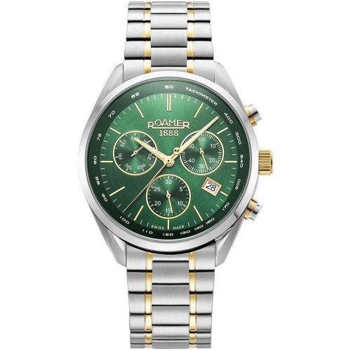 ROAMER Pro Chrono Chronograph Ρολόι Ασημί με Μεταλλικό Μπρασελέ και Πράσινο Καντράν