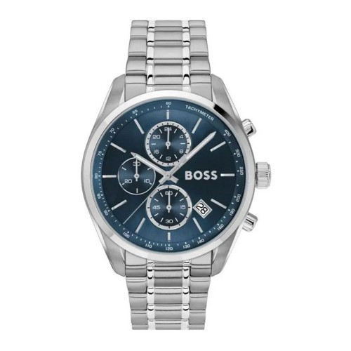 HUGO BOSS Prix Chronograph Ρολόι Ασημί με Μεταλλικό Μπρασελέ και Μπλε Καντράν