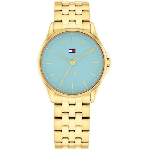 TOMMY HILFIGER Jade Ρολόι Χρυσό με Μεταλλικό Μπρασελέ και Γαλάζιο Καντράν