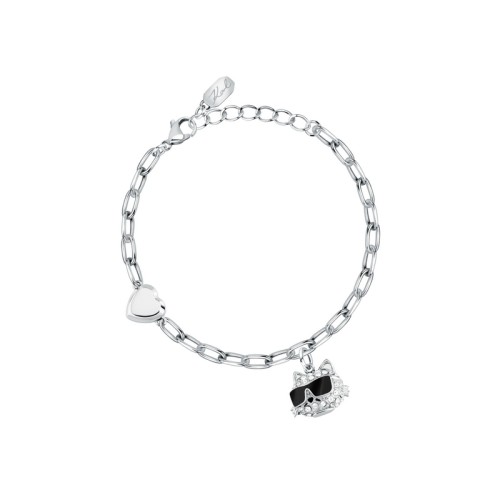 KARL LAGERFELD CHARMS KLAYD16 Γυναικείο Βραχιόλι Ασημένιο Με Καρδιά Και Κρεμαστό Σχέδιο
