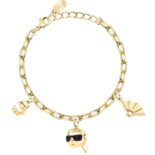 KARL LAGERFELD CHARMS KLAYD13 Γυναικείο Βραχιόλι Χρυσό Με Τρία Κρεμαστά