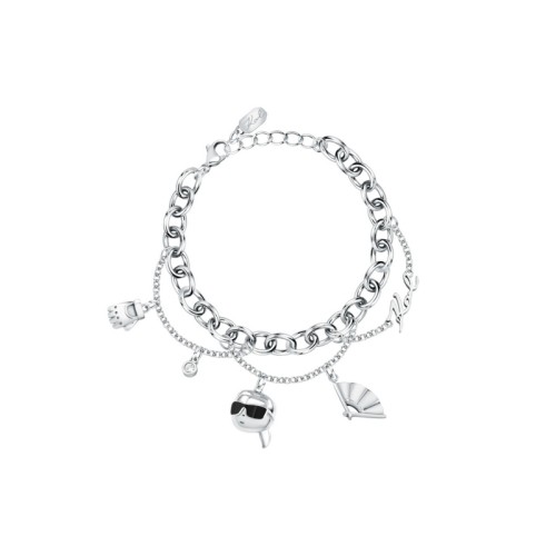 KARL LAGERFELD CHARMS KLAYD12 Γυναικείο Βραχιόλι Ασημένιο Με Κρεμαστά Σχέδια
