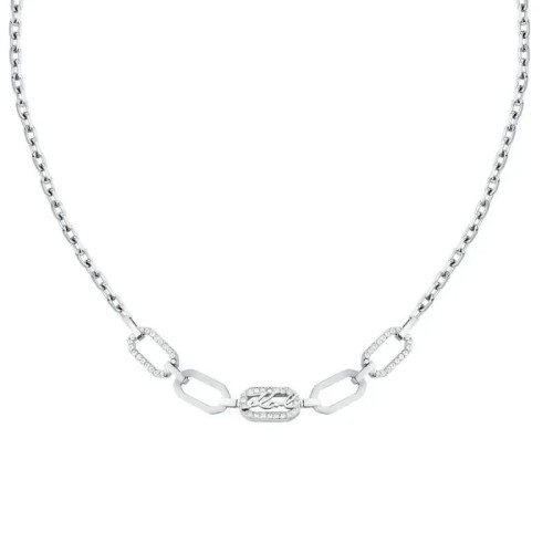 KARL LAGERFELD CRYSTALS KLAYC14 Γυναικείο Κολιέ Ασημένιο Με Σχέδιο Με Λογότυπο