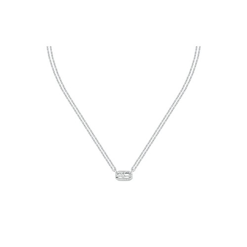 KARL LAGERFELD CRYSTALS KLAYC13 Γυναικείο Κολιέ Ασημένιο Με Διπλή Αλυσίδα Με Λογότυπο
