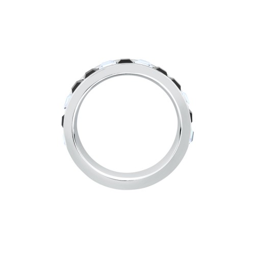 KARL LAGERFELD CRYSTALS KLAYC490-No.14 Γυναικείο Δαχτυλίδι Ασημένιο Με Μαύρες Και Άσπρες Πέτρες
