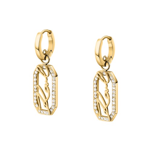 KARL LAGERFELD CRYSTALS KLAYC45 Γυναικεία Σκουλαρίκια Χρυσά Με Λογότυπο Και Πέτρες