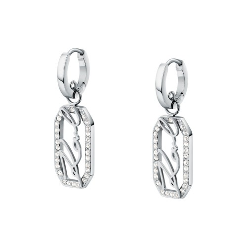 KARL LAGERFELD CRYSTALS KLAYC46 Γυναικεία Σκουλαρίκια Ασημένια Με Λογότυπο Και Πέτρες