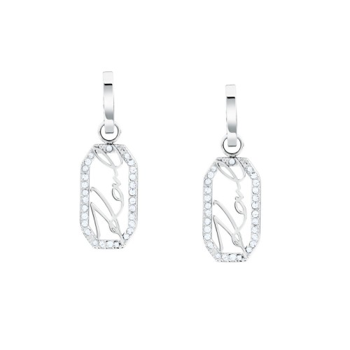 KARL LAGERFELD CRYSTALS KLAYC46 Γυναικεία Σκουλαρίκια Ασημένια Με Λογότυπο Και Πέτρες