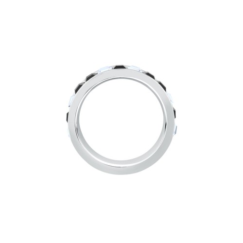 KARL LAGERFELD CRYSTALS KLAYC490-No.12 Γυναικείο Δαχτυλίδι Ασημένιο Με Μαύρες Και Άσπρες Πέτρες