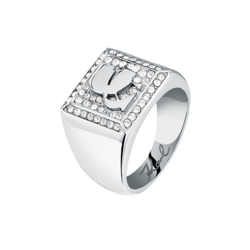 KARL LAGERFELD CHARMS KLAYD280-No.12 Γυναικείο Δαχτυλίδι Ασημένιο Με Λογότυπο Με Πέτρες