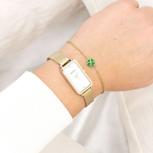 OOZOO Timepieces Ρολόι Χρυσό με Μεταλλικό Μπρασελέ και Λευκό Καντράν