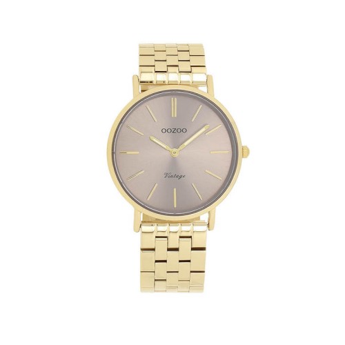 OOZOO Timepieces Ρολόι Χρυσό με Μεταλλικό Μπρασελέ και Καφέ Καντράν