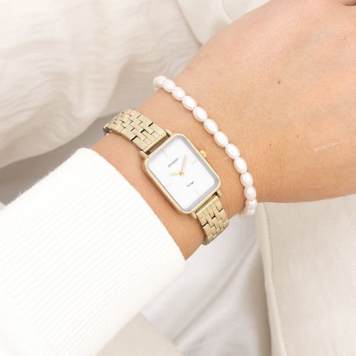 OOZOO Timepieces Ρολόι Χρυσό με Μεταλλικό Μπρασελέ και Λευκό Καντράν