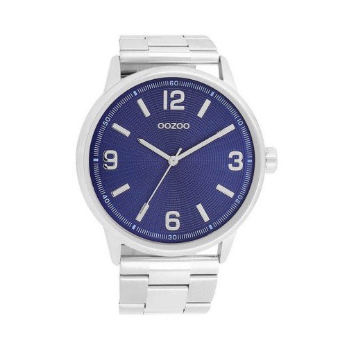OOZOO Timepieces Ρολόι Ασημί με Μεταλλικό Μπρασελέ και Μπλε Καντράν