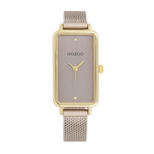 OOZOO Timepieces Ρολόι Χρυσό με Καφέ Μεταλλικό Μπρασελέ και Καφέ Καντράν