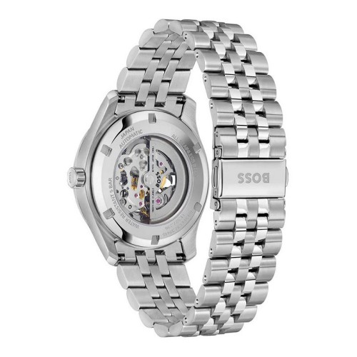 HUGO BOSS Automatic Ρολόι Ασημί με Μεταλλικό Μπρασελέ και Πράσινο και Ασημί Καντράν