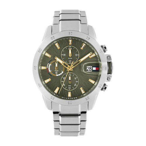 TOMMY HILFIGER Ρολόι Ασημί με Μεταλλικό Μπρασελέ και Λαδί Καντράν