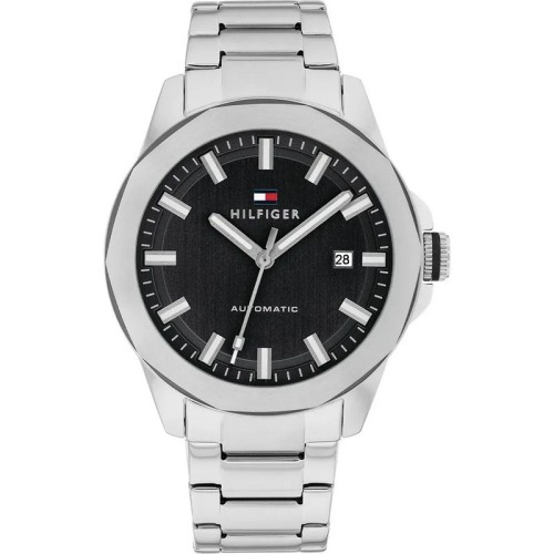 TOMMY HILFIGER Ρολόι Ασημί με Μεταλλικό Μπρασελέ και Μαύρο Καντράν