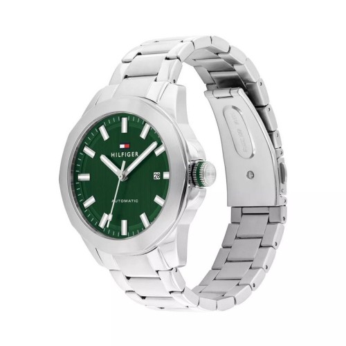 TOMMY HILFIGER Sea Gull Ρολόι Ασημί με Μεταλλικό Μπρασελέ και Πράσινο Καντράν