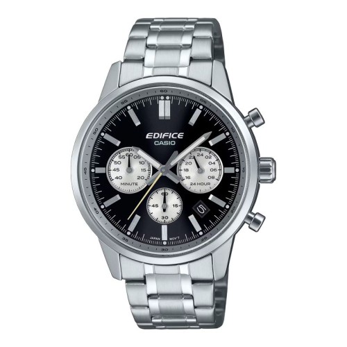 CASIO Edifice Ρολόι Ασημί με Μεταλλικό Μπρασελέ και Μαύρο Καντράν