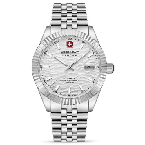 SWISS MILITARY Hanowa Master Diligemter Automatic Ρολόι Ασημί με Μεταλλικό Μπρασελέ και Ασημί Καντράν