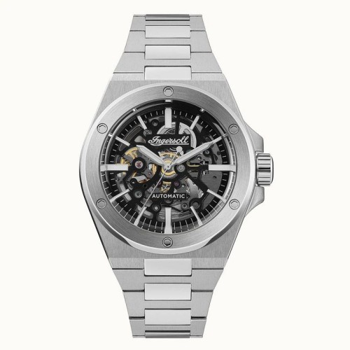 INGERSOLL Baller Automatic Ρολόι Ασημί με Μεταλλικό Μπρασελέ και Μαύρο Skeleton Καντράν