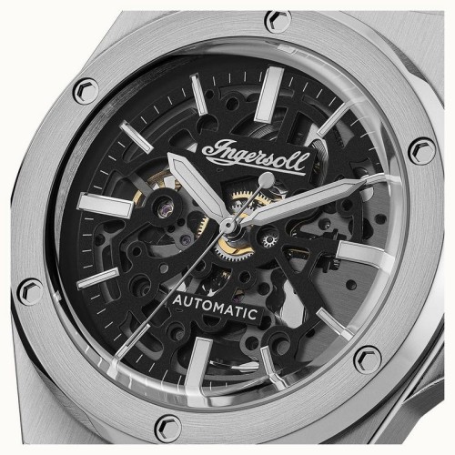 INGERSOLL Baller Automatic Ρολόι Ασημί με Μεταλλικό Μπρασελέ και Μαύρο Skeleton Καντράν