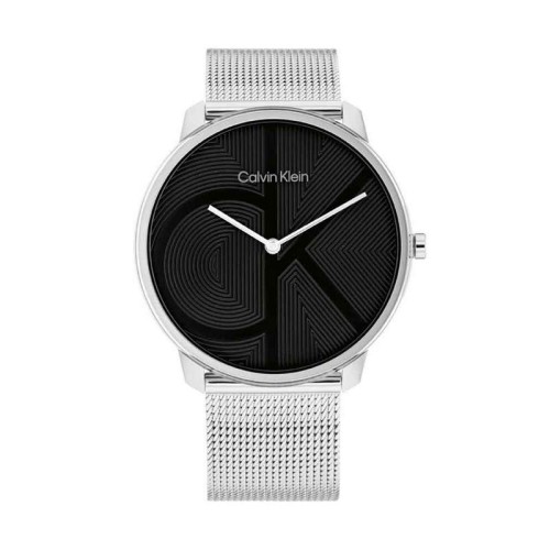CALVIN KLEIN Iconic Ρολόι Ασημί με Μεταλλικό Μπρασελέ και Μαύρο Καντράν