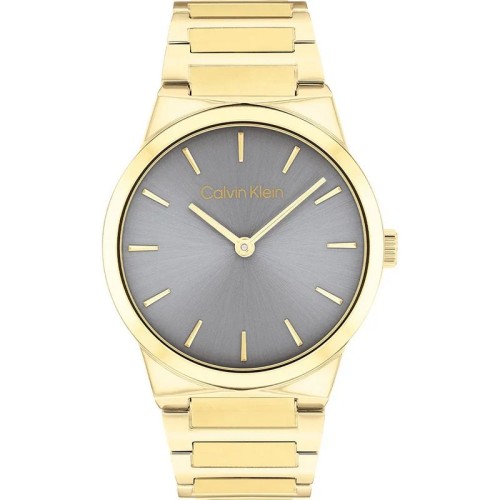 CALVIN KLEIN Linear Elegance Ρολόι Χρυσό με Μεταλλικό Μπρασελέ και Γκρι Καντράν