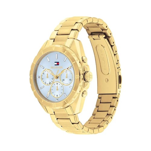TOMMY HILFIGER Ρολόι Χρυσό με Μεταλλικό Μπρασελέ και Γαλάζιο Καντράν
