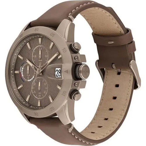 TOMMY HILFIGER Jameson Chronograph Ρολόι Καφέ με Δερμάτινο Λουράκι και Καφέ Καντράν