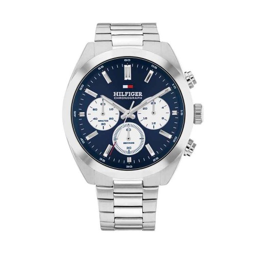 TOMMY HILFIGER Hudson Ρολόι Ασημί με Μεταλλικό Μπρασελέ και Μπλε Καντράν