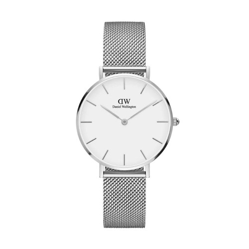 DANIEL WELLINGTON Petite Sterling Ρολόι Ασημί με Μεταλλικό Μπρασελέ και Λευκό Καντράν