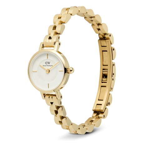 DANIEL WELLINGTON Petite Mini Arch 3-link Ρολόι Χρυσό με Μεταλλικό Μπρασελέ και Λευκό Καντράν