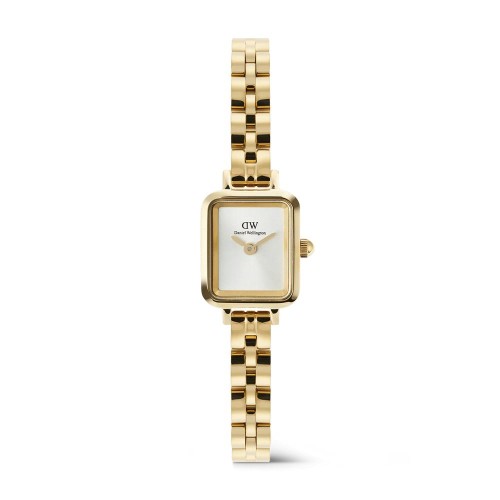 DANIEL WELLINGTON Quadro Mini Arch 3-link White Sunray Ρολόι Χρυσό με Μεταλλικό Μπρασελέ και Λευκό Καντράν