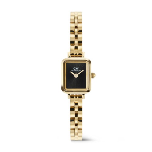 DANIEL WELLINGTON Quadro Mini Arch 3-link Onyx Sunray Ρολόι Χρυσό με Μεταλλικό Μπρασελέ και Μαύρο Καντράν