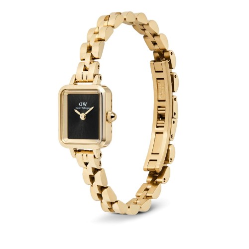DANIEL WELLINGTON Quadro Mini Arch 3-link Onyx Sunray Ρολόι Χρυσό με Μεταλλικό Μπρασελέ και Μαύρο Καντράν