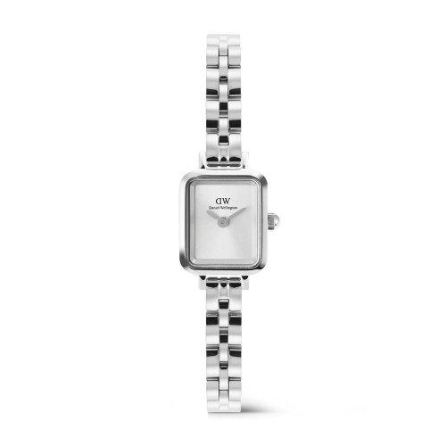 DANIEL WELLINGTON Quadro Mini Arch 3-link Ρολόι Ασήμι με Μεταλλικό Μπρασελέ και Λευκό Καντράν