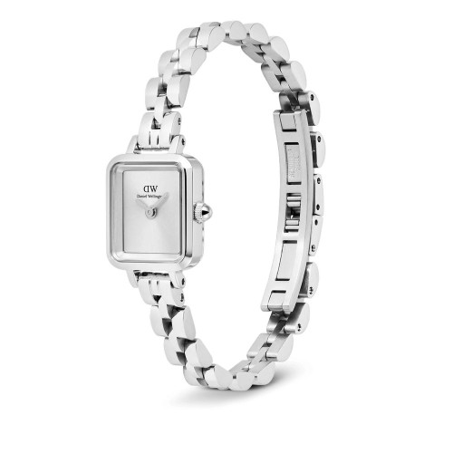 DANIEL WELLINGTON Quadro Mini Arch 3-link Ρολόι Ασήμι με Μεταλλικό Μπρασελέ και Λευκό Καντράν