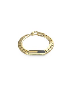 GUESS STEEL RACER TAG JUMB04039JWYGBKL Βραχιόλι Χρυσό Με Πέτρες Και Λογότυπο