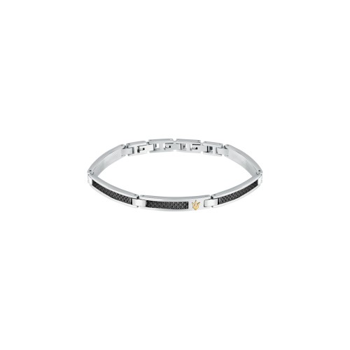 MASERATI ARM RING JM423AVD24 Δίχρωμο Ανδρικό Βραχιόλι Με Χρυσό Λογότυπο